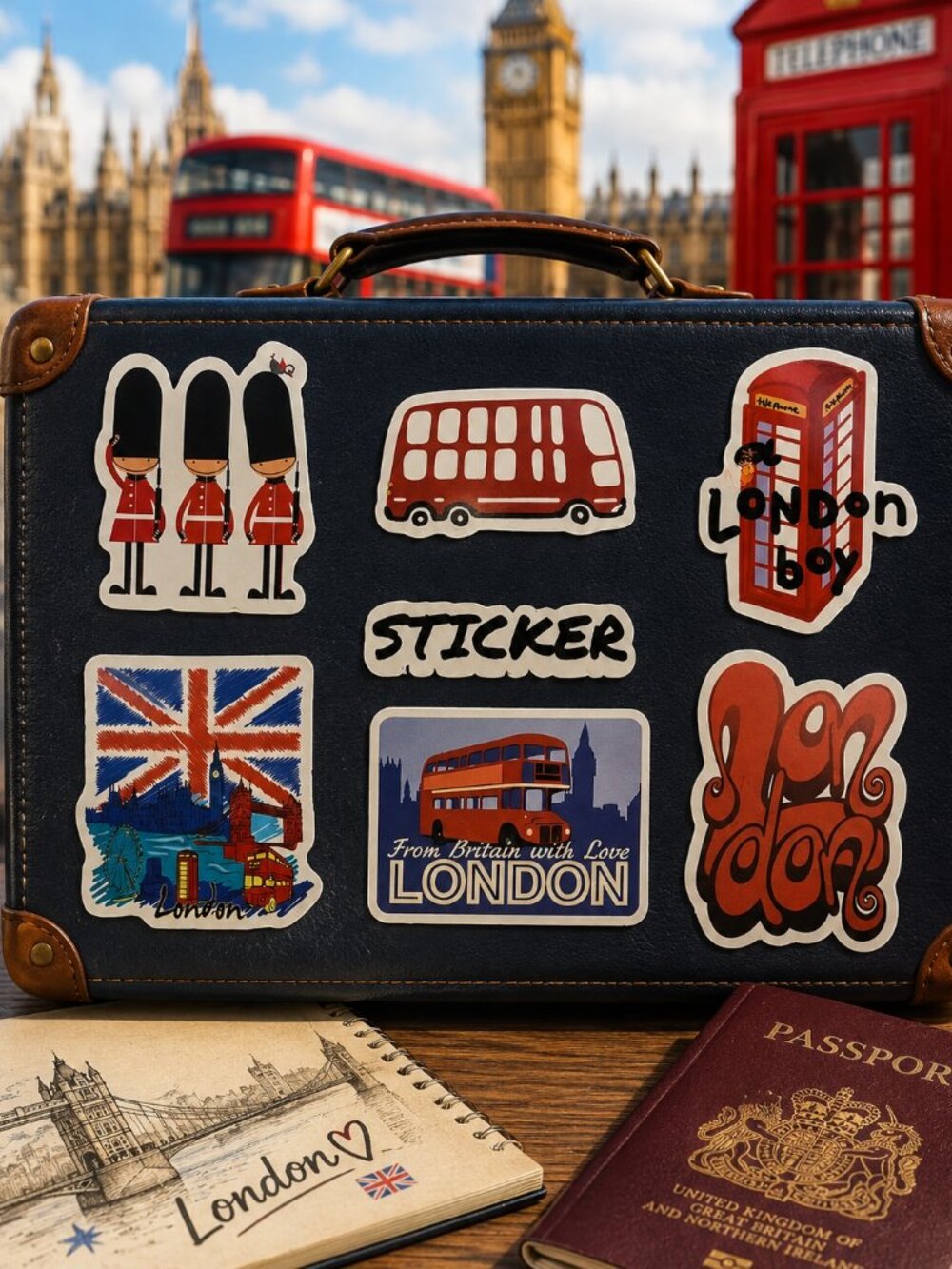 London Sticker Variety Pack 6pc British Travel Bus Guards Retro UK Decal Bundle